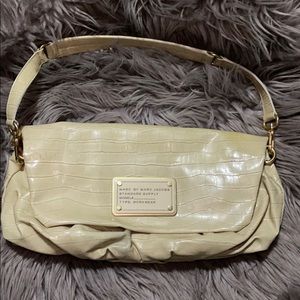 Marc by Marc Jacobs patented leather cream clutch